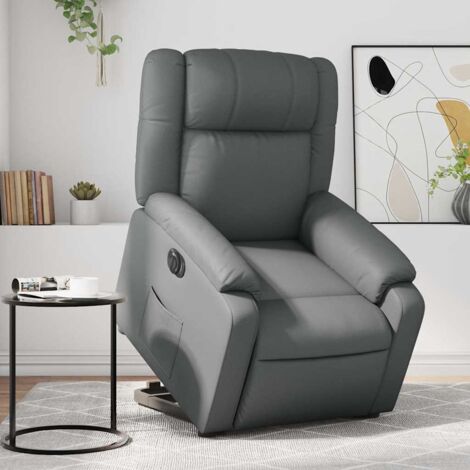 Sillón de masaje elevable eléctrico cuero sintético gris vidaXL
