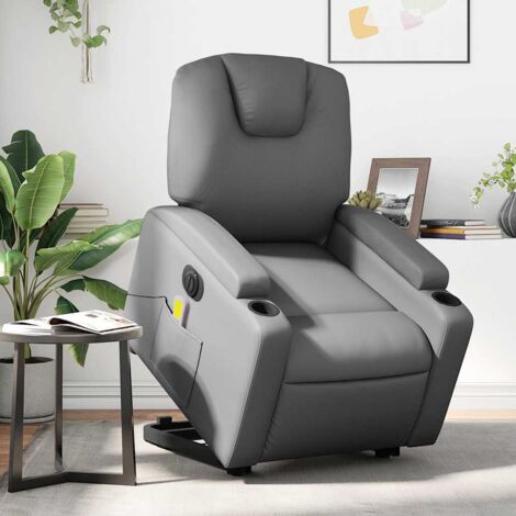 Sillón de masaje elevable eléctrico cuero sintético gris vidaXL