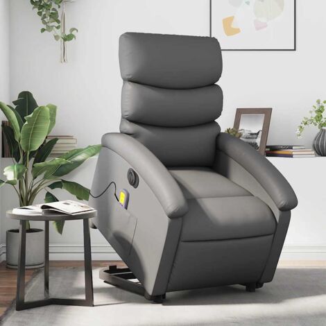Sillón de masaje elevable eléctrico cuero sintético gris vidaXL