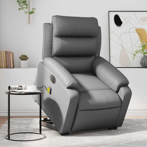 Sillón de masaje elevable eléctrico cuero sintético gris vidaXL