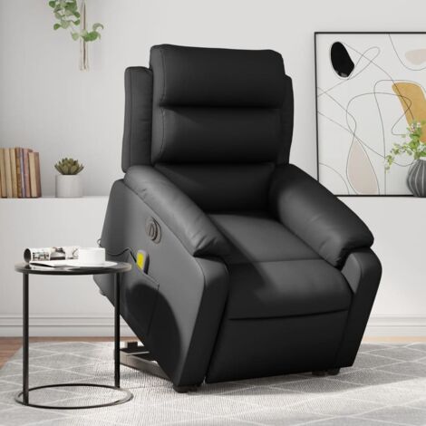 Sillón de masaje elevable eléctrico cuero sintético negro vidaXL