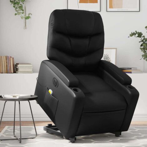 Sillón de masaje elevable eléctrico cuero sintético negro vidaXL