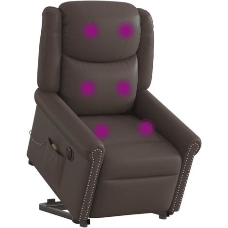 Sillón de masaje elevable eléctrico marrón brillante vidaXL