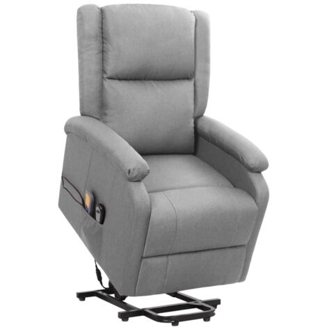 Sillón de masaje elevable tela gris claro