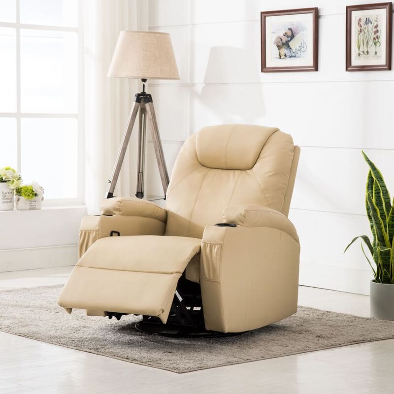 

Sillón de masaje mecedora cuero sintético crema