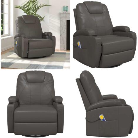 Sillón de masaje mecedora de cuero sintético gris antracita - Mecedora eléctrica - Masaje en casa