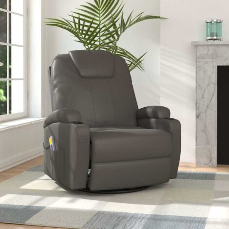 Sillón de masaje mecedora de cuero sintético gris antracita vidaXL