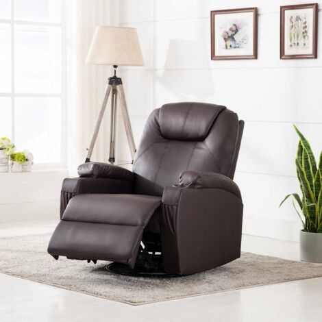Sillón de masaje mecedora de cuero sintético marrón vidaXL