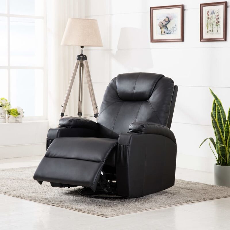 

Sillón de masaje mecedora de cuero sintético negro