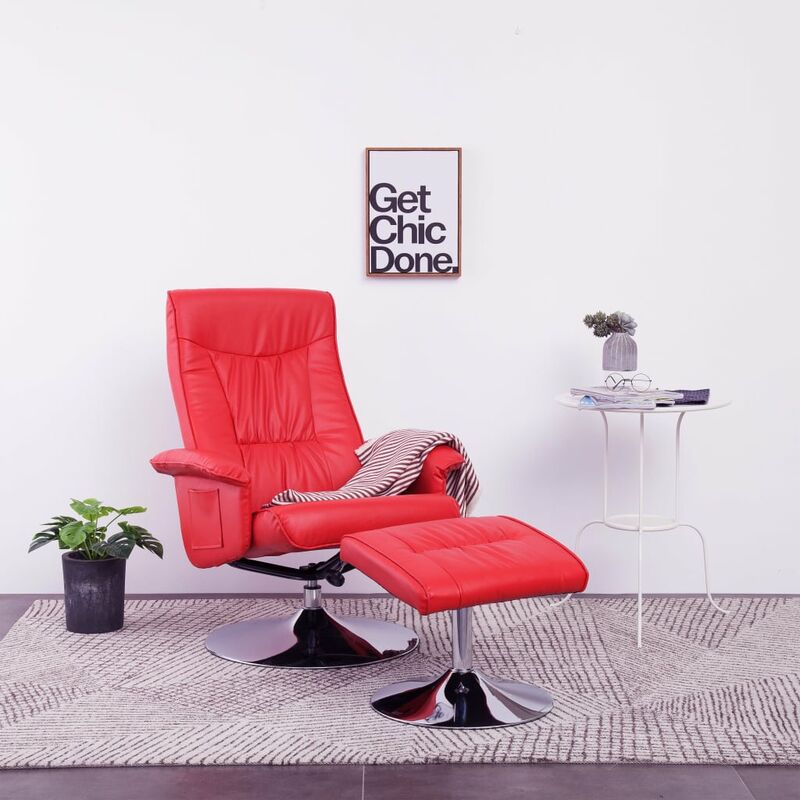 

Sillón de masaje reclinable con reposapiés cuero sintético rojo