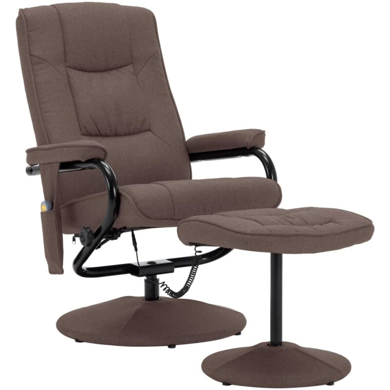 

vidaXL Sillón de Masaje Reclinable con Reposapiés Tela Marrón - Marrón