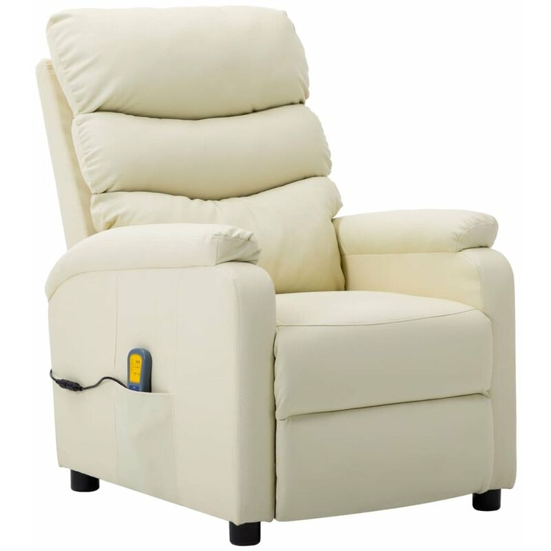 

Happyshopping - Sillon de masaje reclinable cuero sintetico color crema