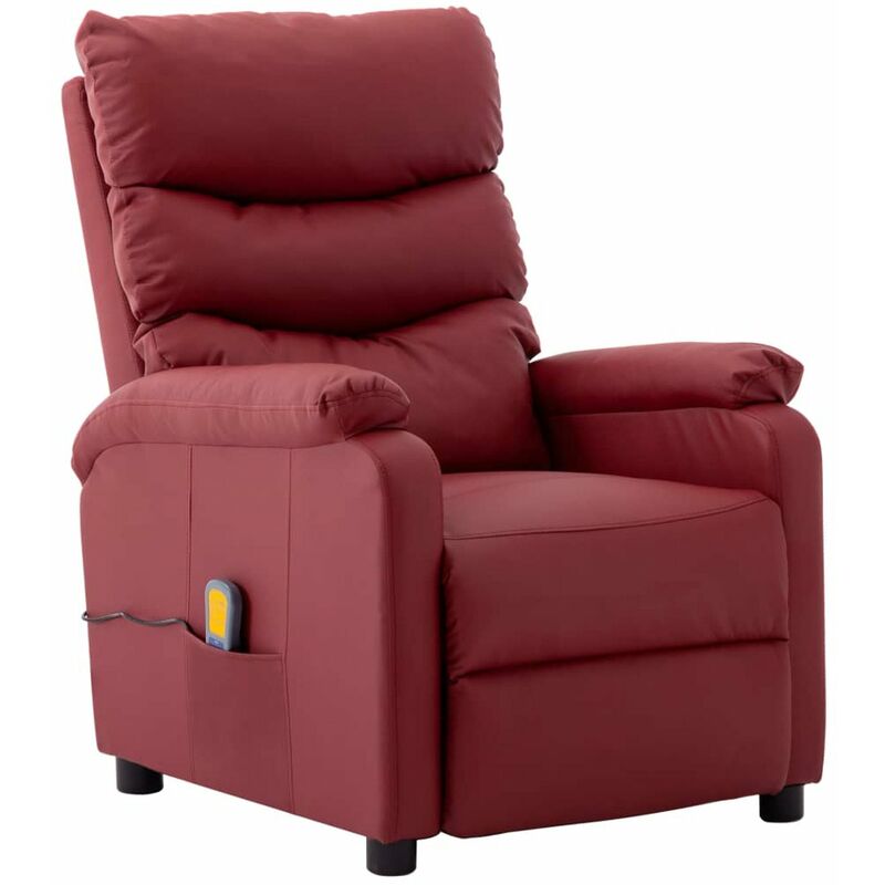 

Happyshopping - Sillon de masaje reclinable cuero sintetico color vino tinto