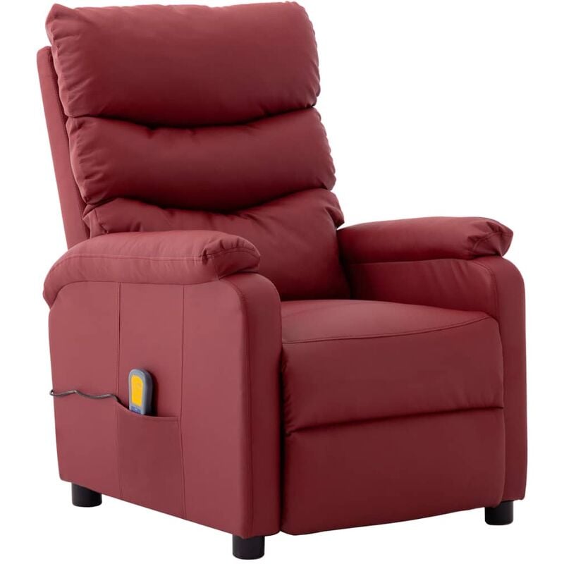 

Sillón de masaje reclinable cuero sintético color vino tinto