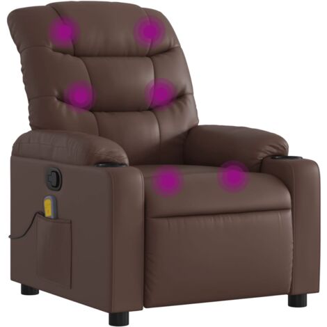 Sillón de masaje reclinable cuero sintético marrón vidaXL