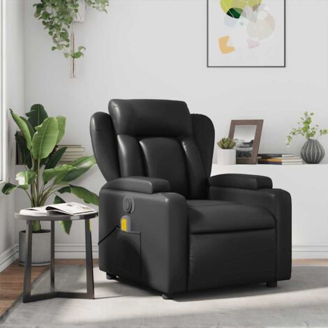 Sillón de masaje reclinable cuero sintético negro
