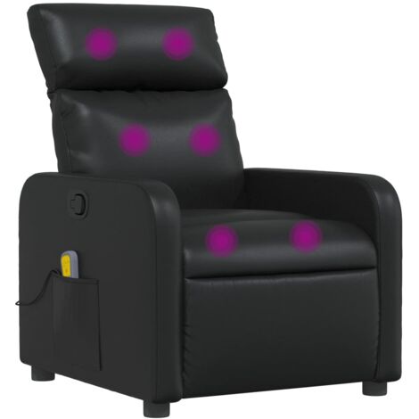 Sillón de masaje reclinable cuero sintético negro vidaXL