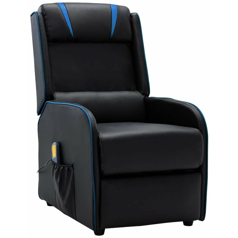 

Happyshopping - Sillon de masaje reclinable cuero sintetico negro y azul