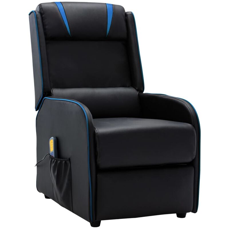

Sillón de masaje reclinable cuero sintético negro y azul