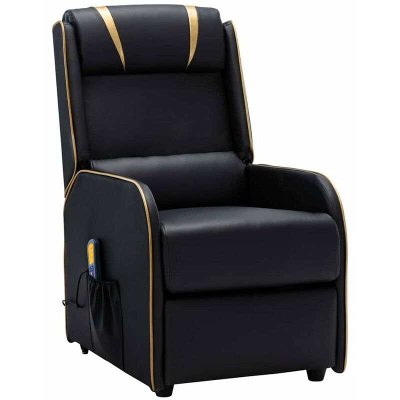 

Happyshopping - Sillon de masaje reclinable cuero sintetico negro y dorado