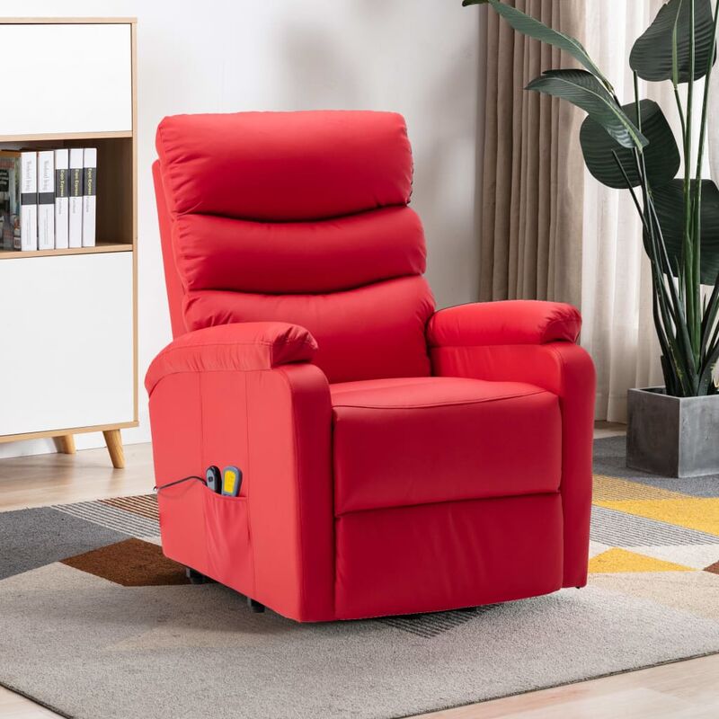 

Sillón de masaje reclinable cuero sintético rojo