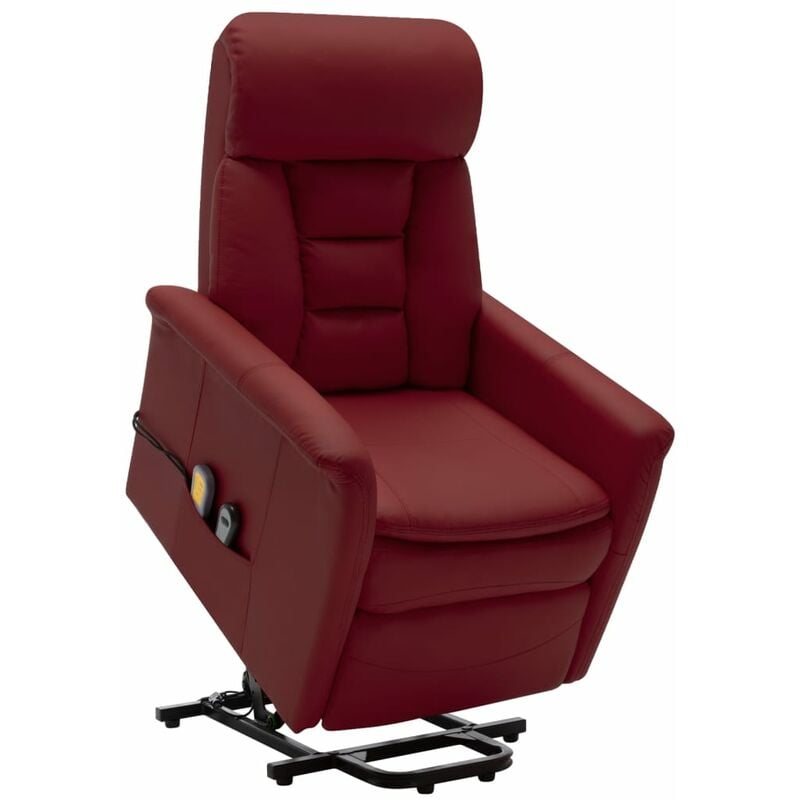 

Sillón de masaje reclinable cuero sintético rojo tinto