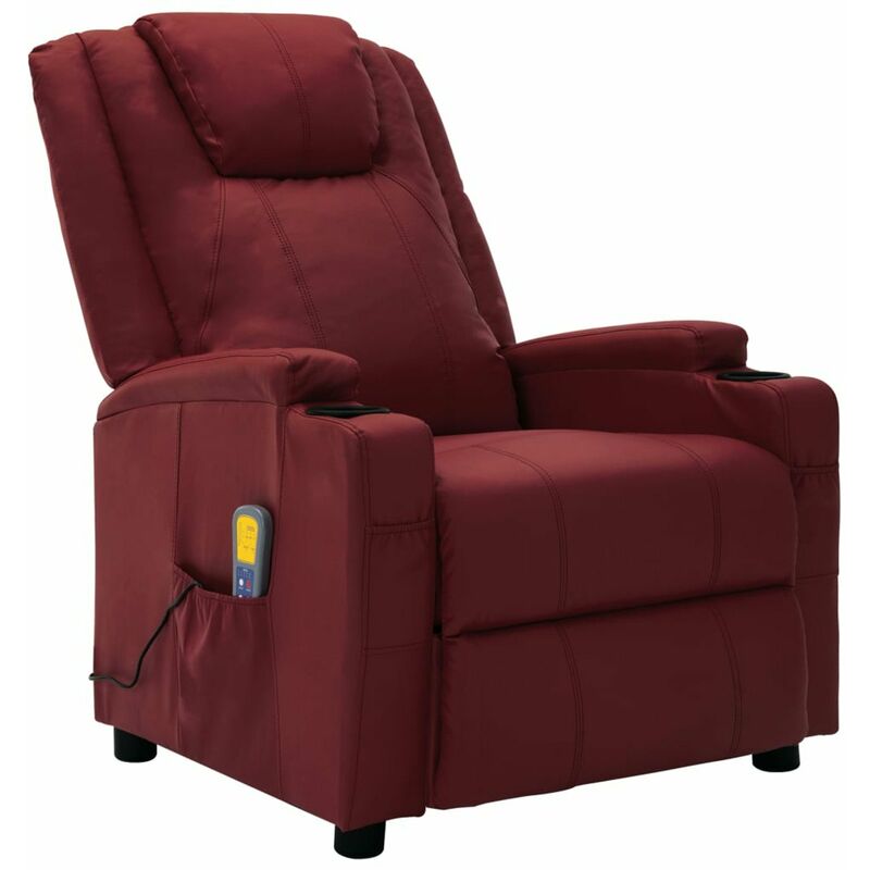 

Sillon de masaje reclinable cuero sintetico rojo vino tinto