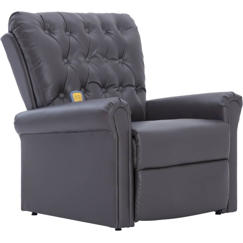 

Sillón de Masaje Reclinable de Cuero Artificial Gris - Gris - Vidaxl