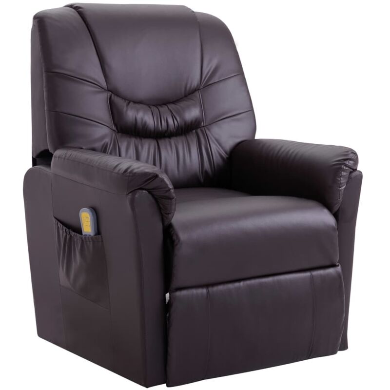 

Sillón de Masaje Reclinable de Cuero Sintético Marrón - Marrón - Vidaxl