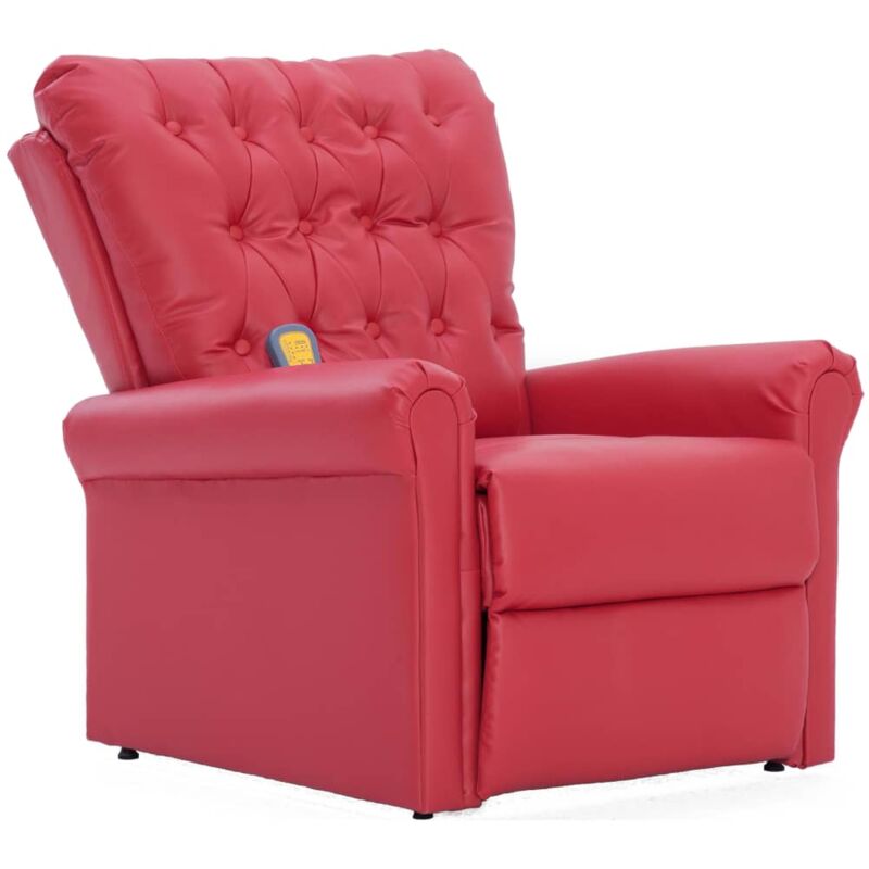 

Sillón de Masaje Reclinable de Cuero Artificial Rojo - Rojo - Vidaxl