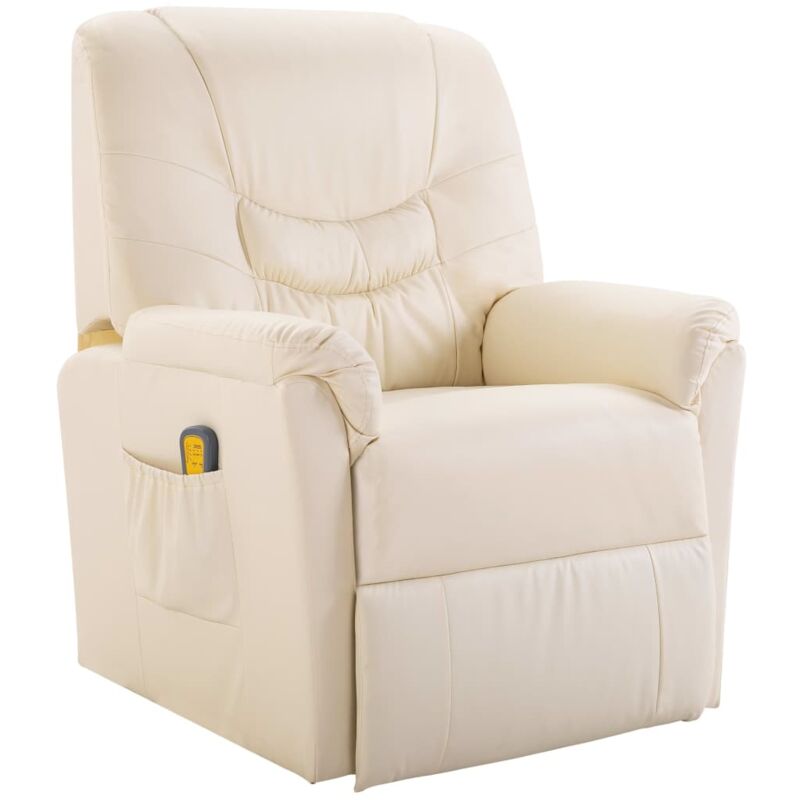 

Sillón de Masaje Reclinable de Cuero Sintético Crema - Crema - Vidaxl