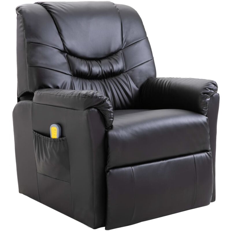 

Sillón de Masaje Reclinable de Cuero Sintético Negro - Negro - Vidaxl