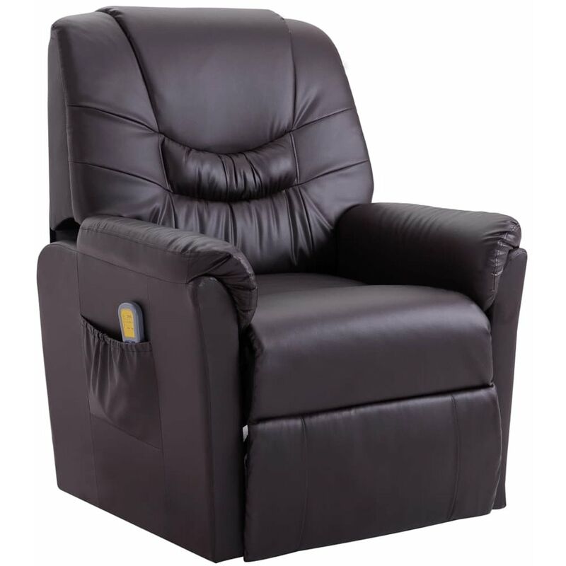 

Happyshopping - Sillon de masaje reclinable de cuero artificial marron