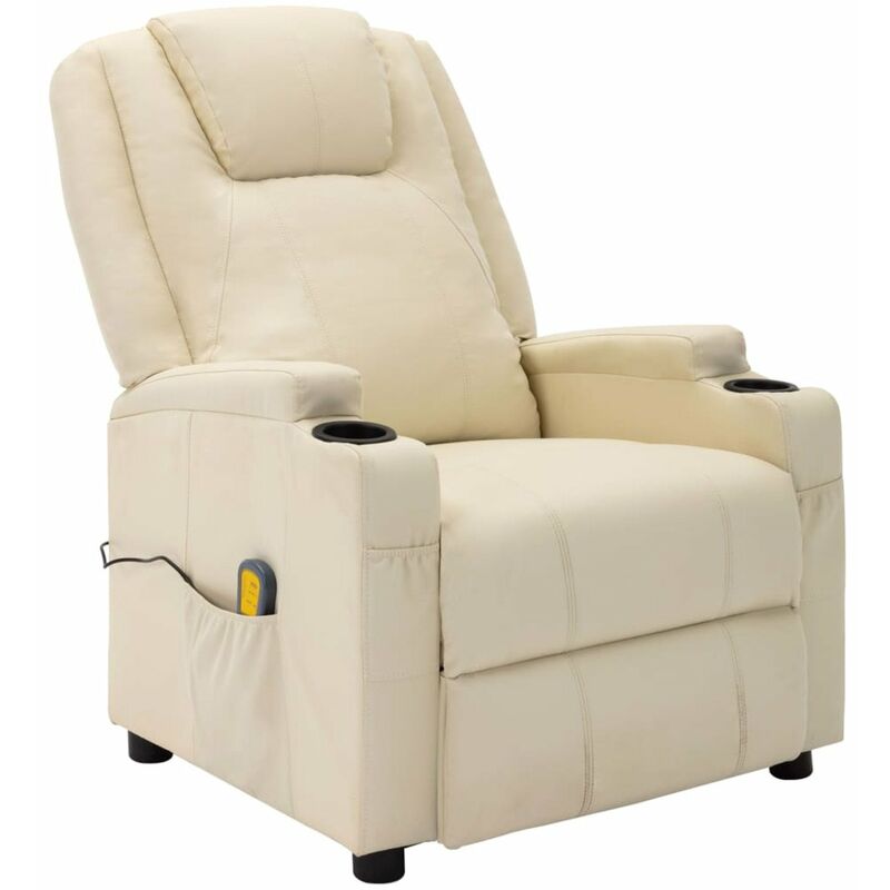 

Sillon de masaje reclinable de cuero sintetico blanco