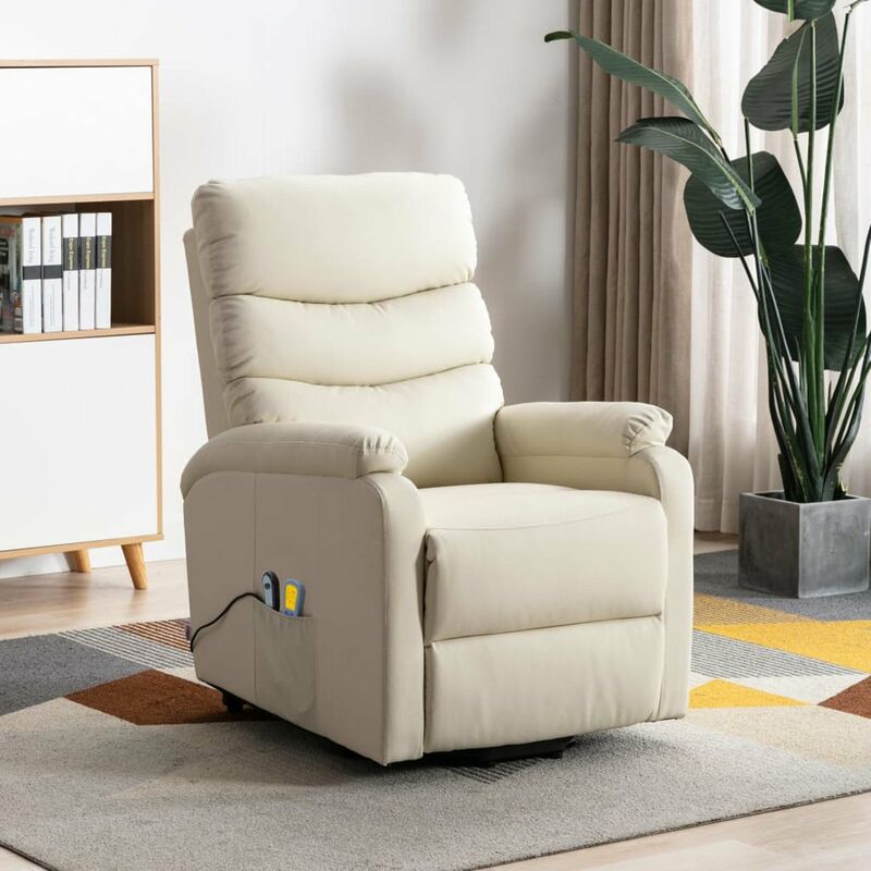 

Happyshopping - Sillon de masaje reclinable de cuero sintetico blanco crema