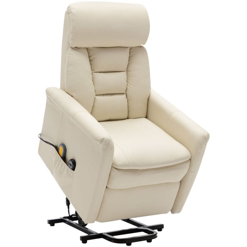 

Sillón de masaje reclinable de cuero sintético blanco crema