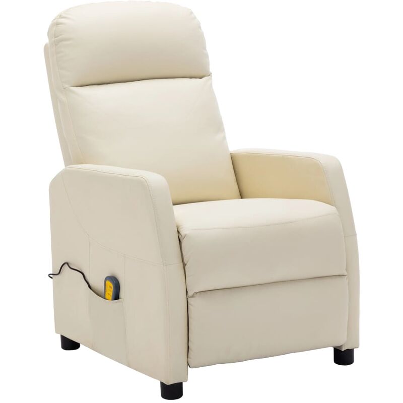 

Sillón de masaje reclinable de cuero sintético blanco crema