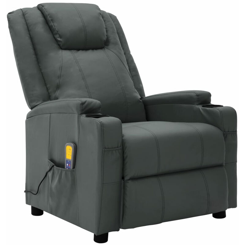 

Sillon de masaje reclinable de cuero sintetico gris antracita