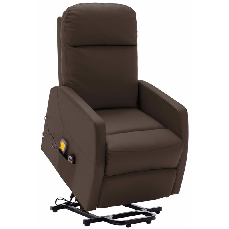 

Sillón de masaje reclinable de cuero sintético marrón