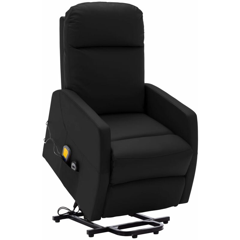

Sillón de masaje reclinable de cuero sintético negro