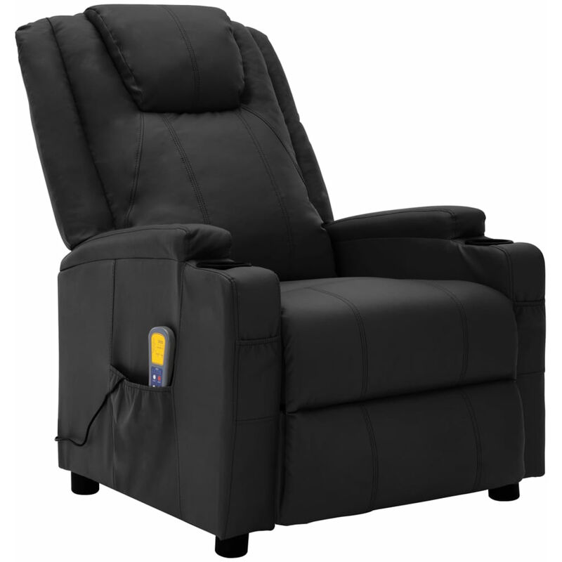 

Sillon de masaje reclinable de cuero sintetico negro