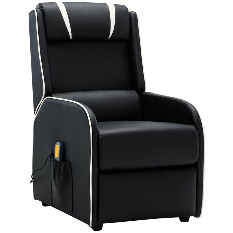 

Happyshopping - Sillon de masaje reclinable de cuero sintetico negro y blanco