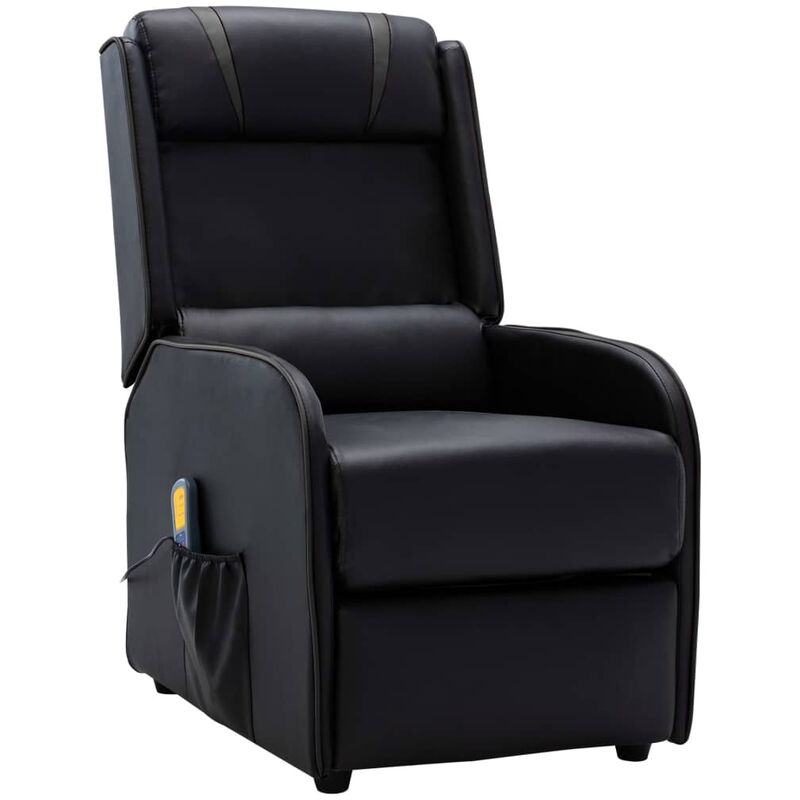 

Sillón de masaje reclinable de cuero sintético negro y gris