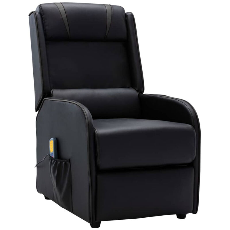 

Sillon de masaje reclinable de cuero sintetico negro y gris