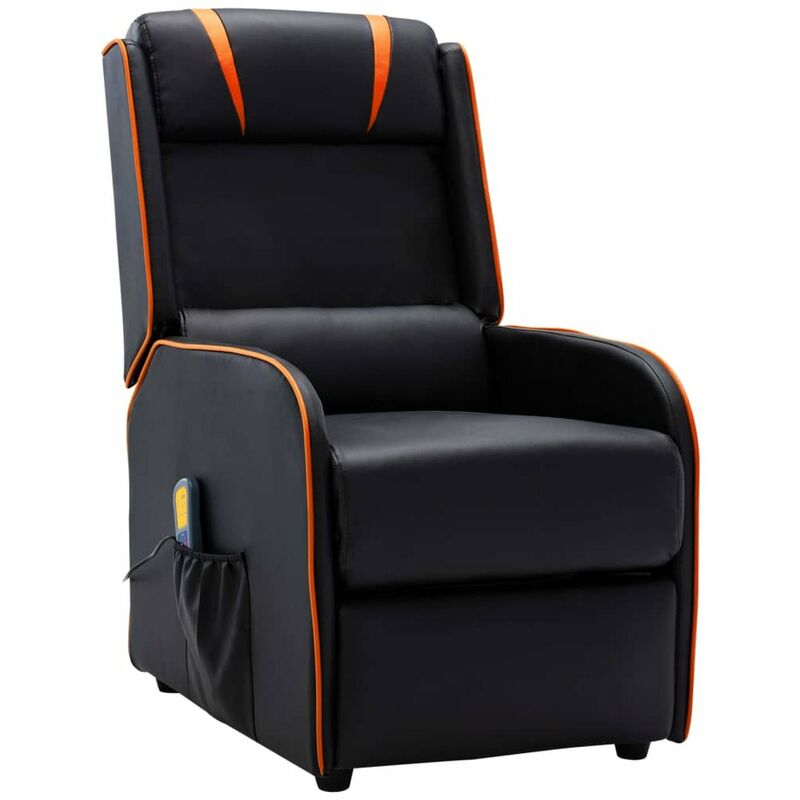 

Happyshopping - Sillon de masaje reclinable de cuero sintetico negro y naranja