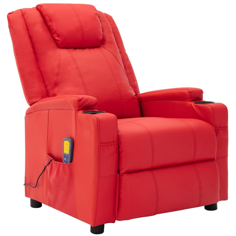 

Sillon de masaje reclinable de cuero sintetico rojo
