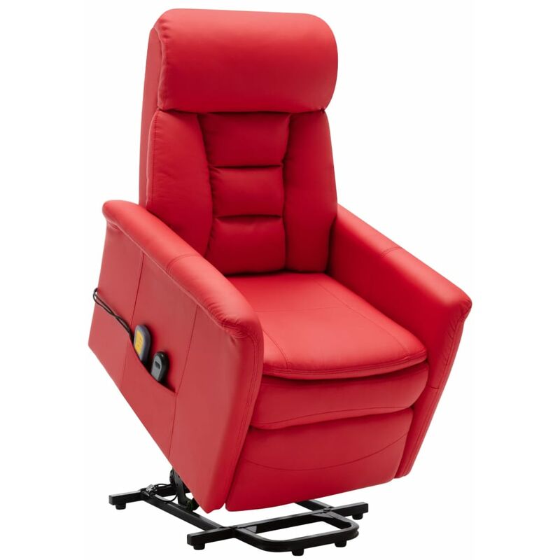 

Sillón de masaje reclinable de cuero sintético rojo