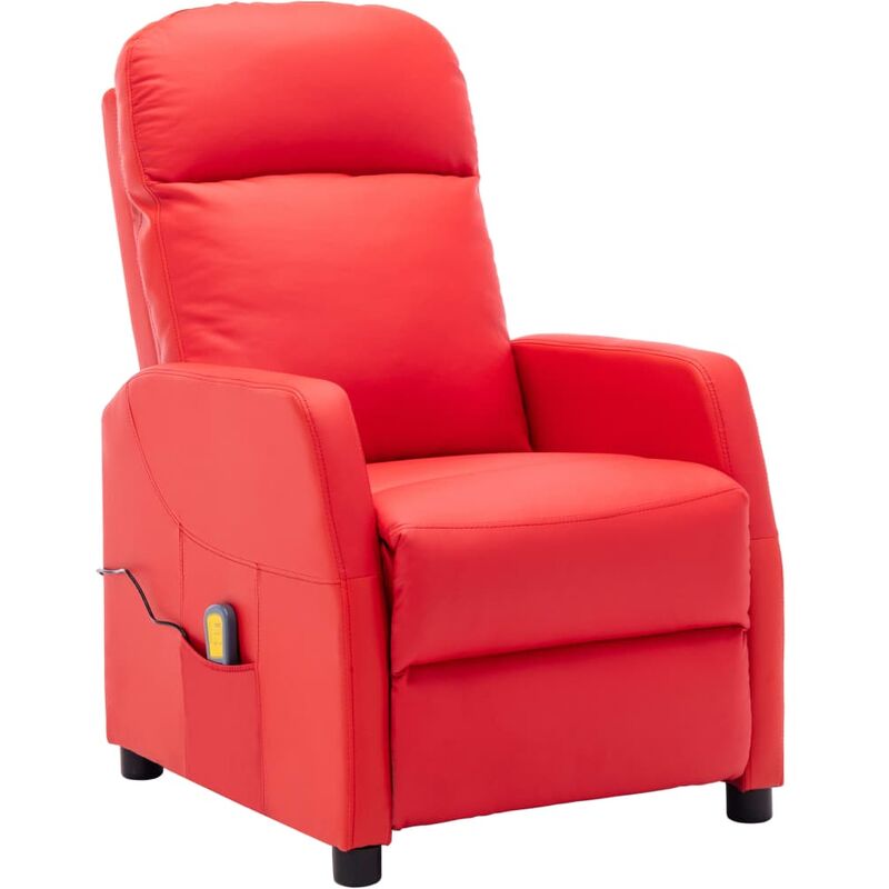 

Sillón de masaje reclinable de cuero sintético rojo