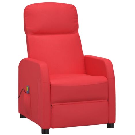 Sillón de masaje reclinable de cuero sintético rojo vidaXL - Rojo