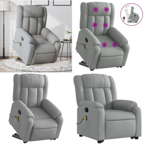 Sillón de masaje reclinable de pie de tela gris claro - Silla reclinable - Silla de masaje eléctrico